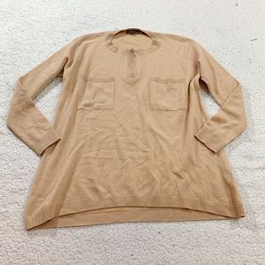 Vince 100% cashmere beige zip neck 2 pocket sweate